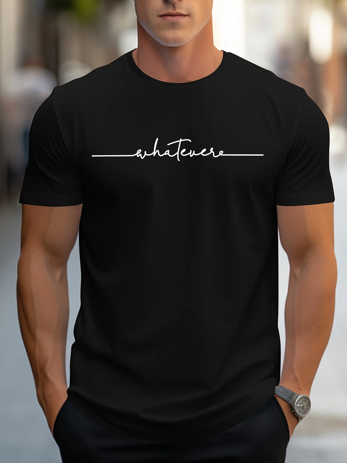 Men Letter Print Cotton Tee