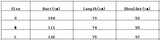 Size chart for women's sheer chiffon sunscreen shirt, with bust, length, and shoulder measurements in cm.