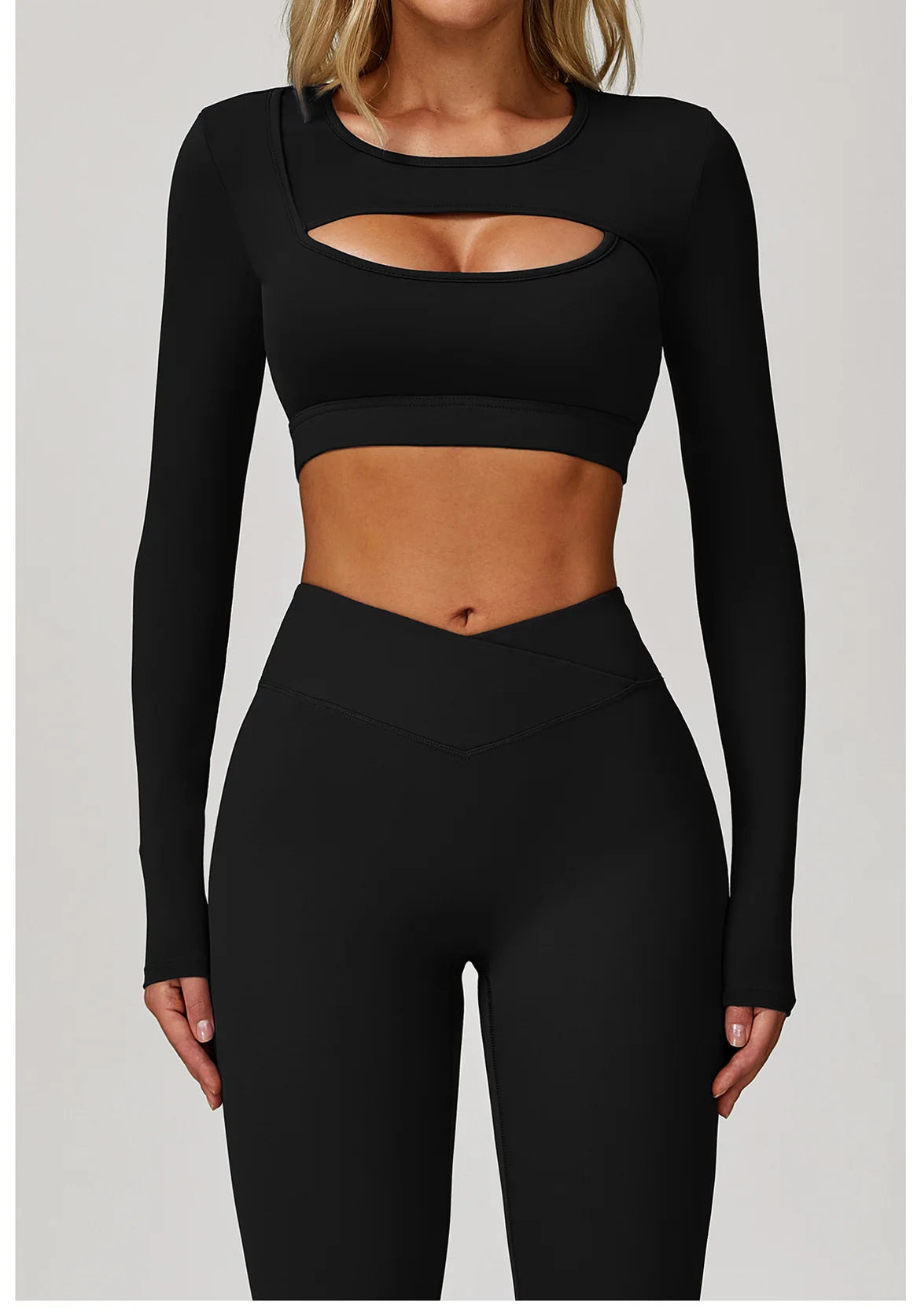 Women's Hollow Out Long Sleeve Yoga Shirt – Gym Workout Running Top