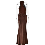 Luxe Satin Cutout Maxi Dress