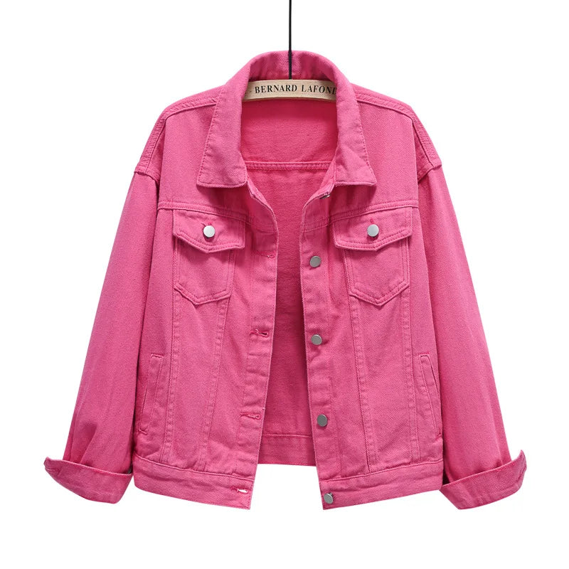 Women's Single Breasted Denim Lapel Jacket