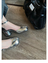 Women’s Leather Square Toe High Heel Pumps