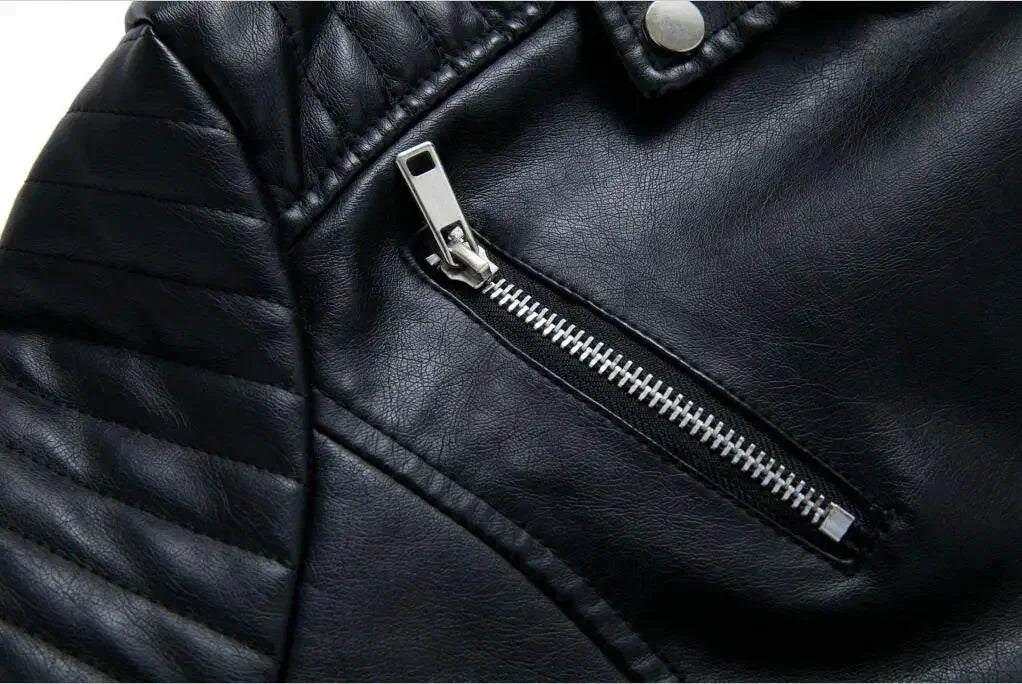 Women's Faux Leather Lapel Biker Jacket