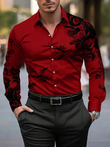 Crimson Floral Dress Shirt
