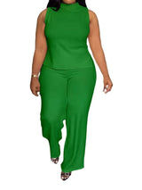 Plus Size Sleeveless Shirt Set