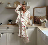 Women Cotton Pajama Set with Hearts