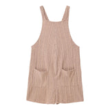 Sleeveless ribbed maternity jumpsuit in natural color, perfect for summer casual wear, made from organic cotton and spandex.