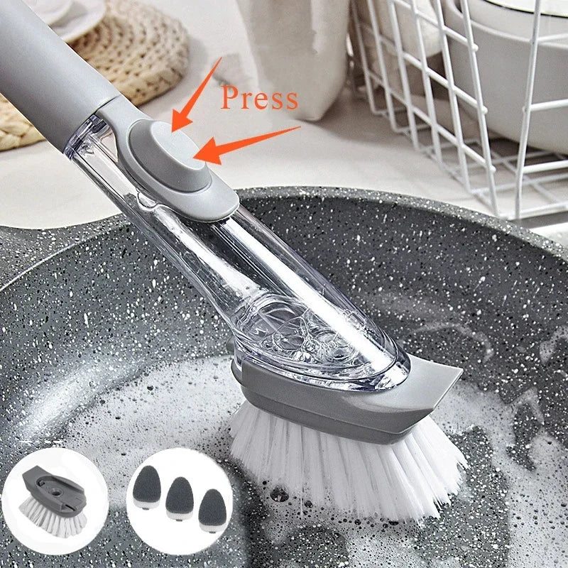 2-in-1 Kitchen Cleaning Brush with Sponge Dispenser