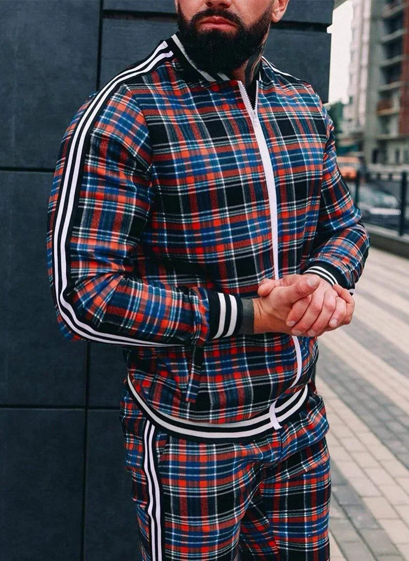 Men's Checkered Sports Tracksuit