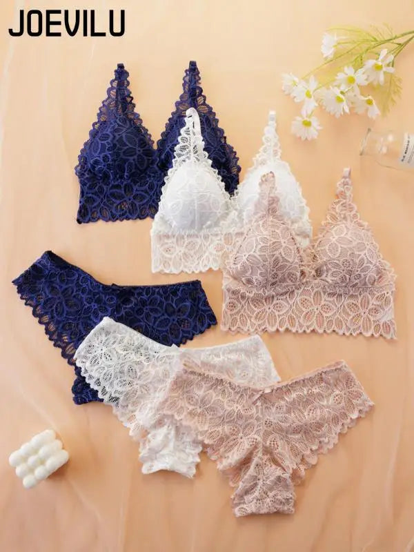 Women Contrast Lace Bra Set
