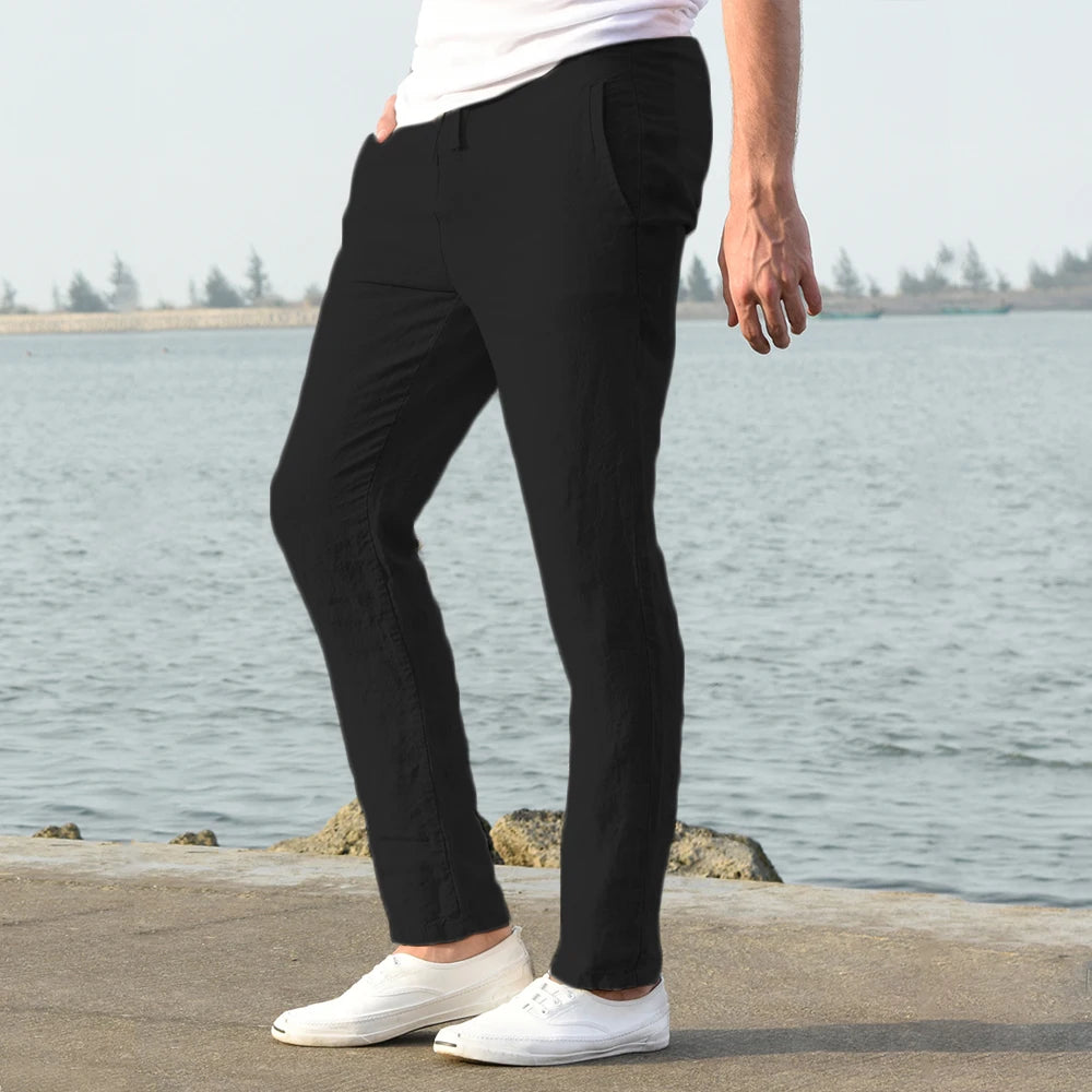 Men’s Solid Linen Trousers
