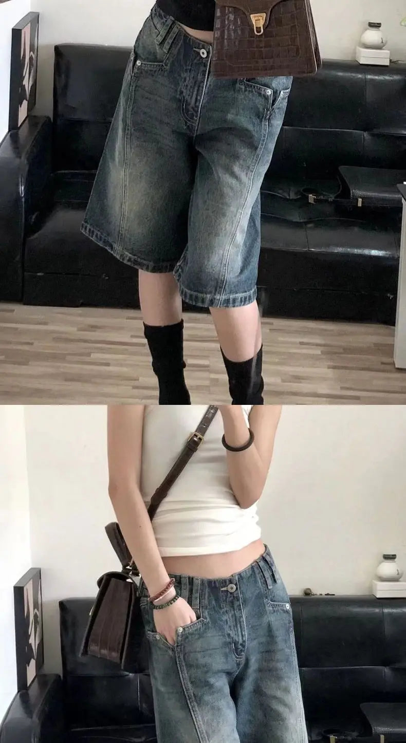 WideRush™ – Baggy Korean Jorts (Y2K Oversized Casual Shorts)
