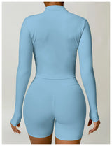 Women's Zip Long Sleeve Yoga Jacket – Gym Push-Up Sportswear Top