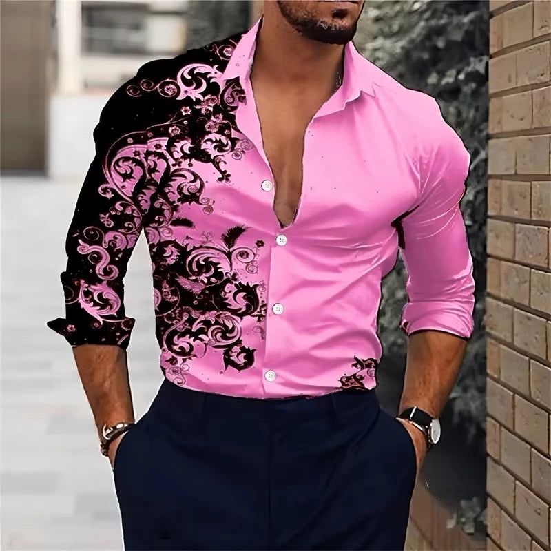 Crimson Floral Dress Shirt