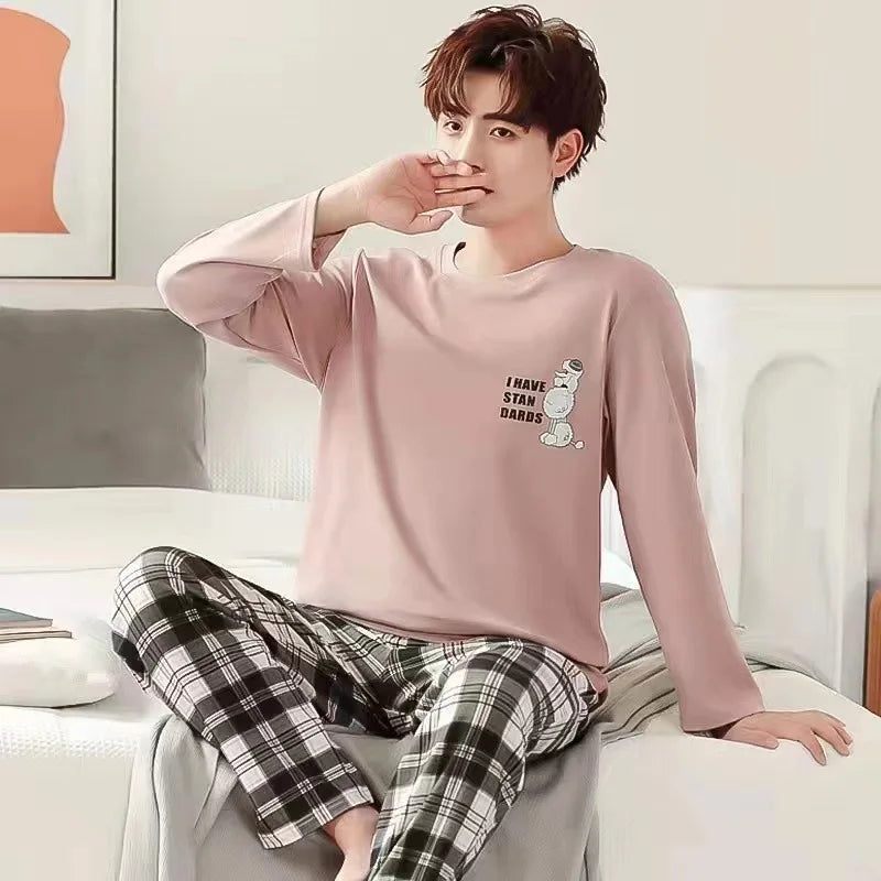 Men’s Cartoon Striped Pajama Set