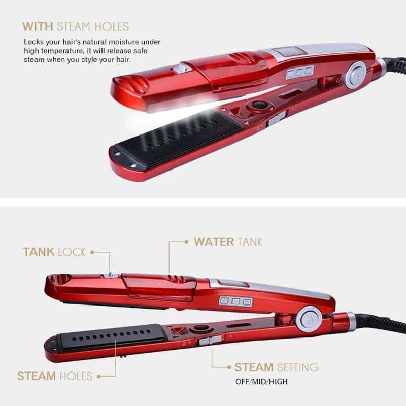 Steam Hair Straightening Brush Iron