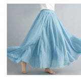 Women Cotton Linen Maxi Skirt
