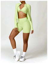 Women's Zip Long Sleeve Yoga Jacket – Gym Push-Up Sportswear Top