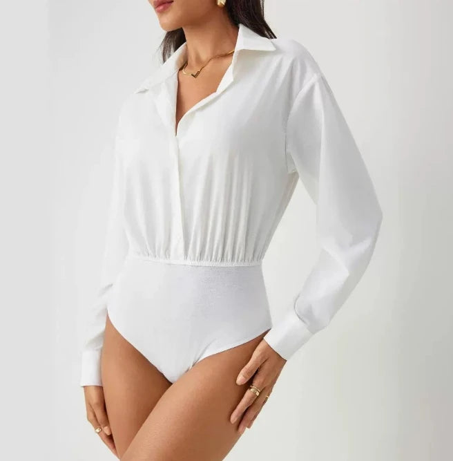 Knitted Red Backless Bodysuit – Slim Long Sleeve