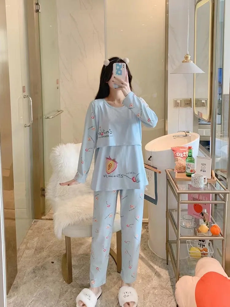 Postpartum & Nursing Pajamas Set