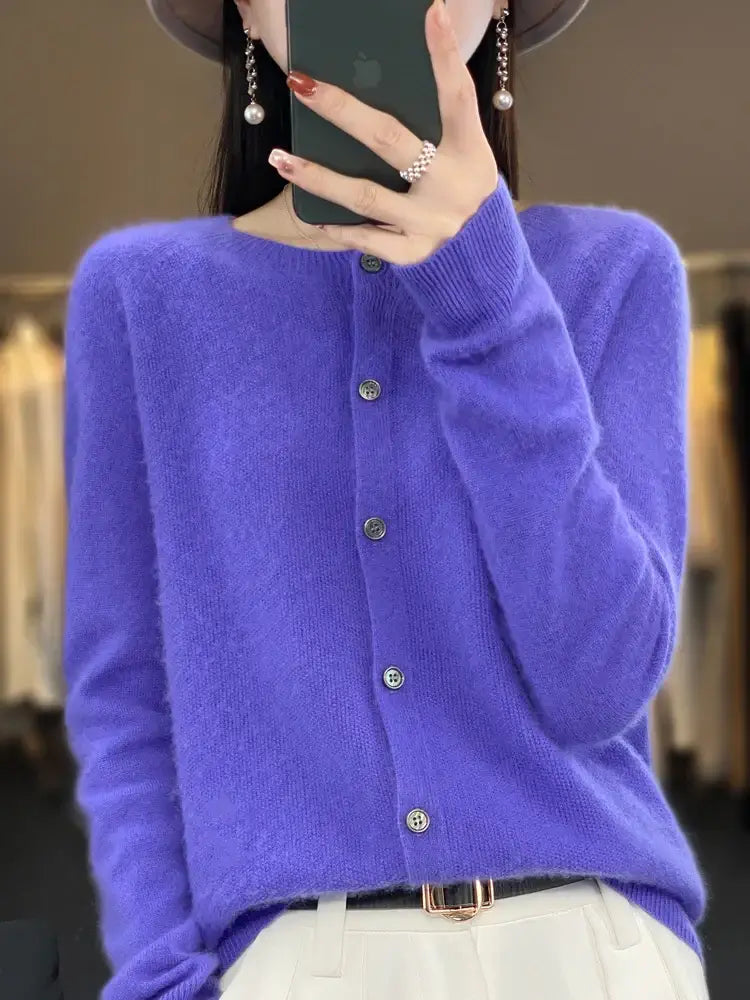 Women Merino Wool Cashmere Cardigan