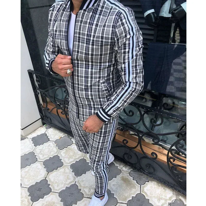 Men's Checkered Sports Tracksuit