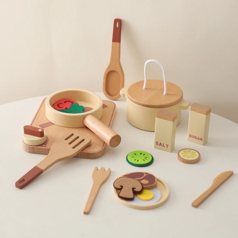 Wooden Kids Play Kitchen Set