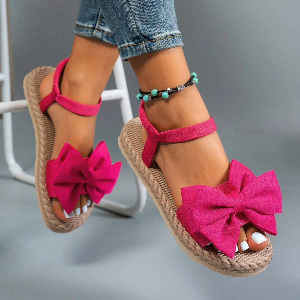 Women Casual Bow Tie Sandals Summer Flats