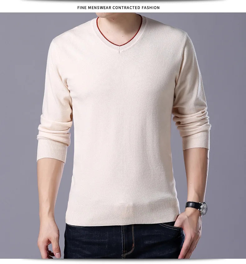 سترة رجالية محبوكة برقبة على شكل حرف V بمقاسات كبيرة