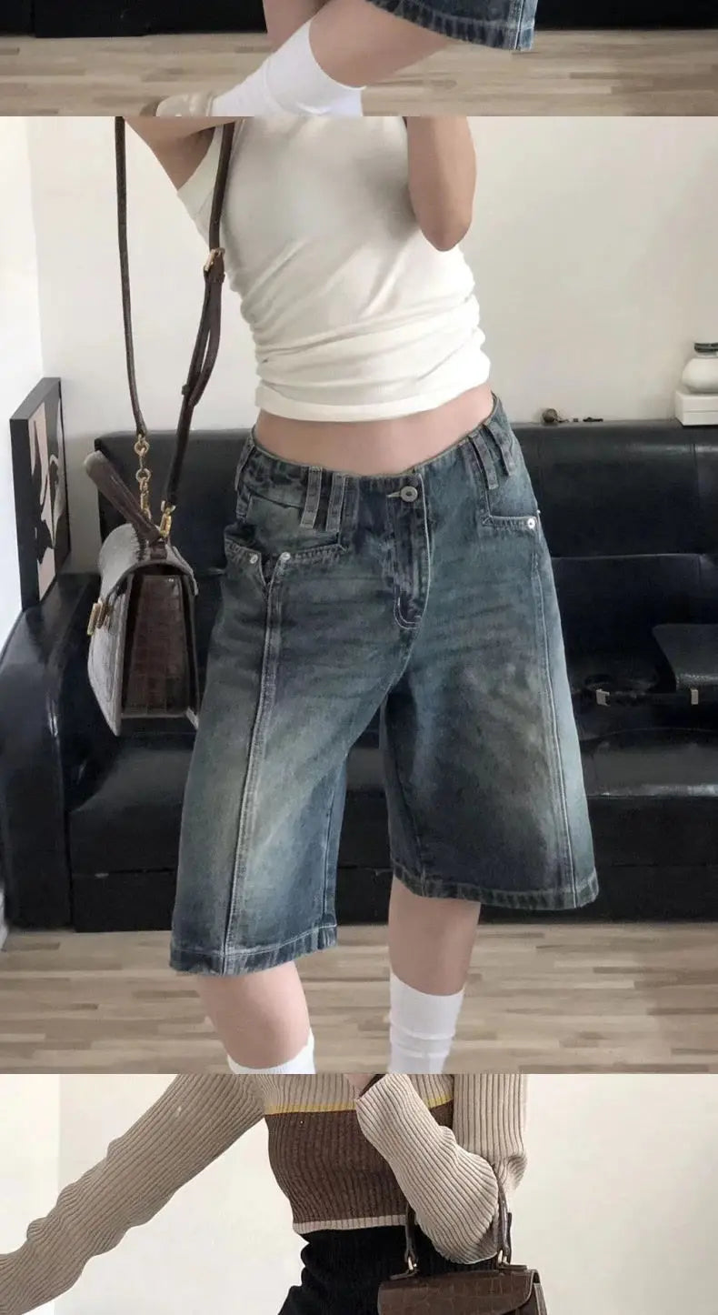 WideRush™ – Baggy Korean Jorts (Y2K Oversized Casual Shorts)
