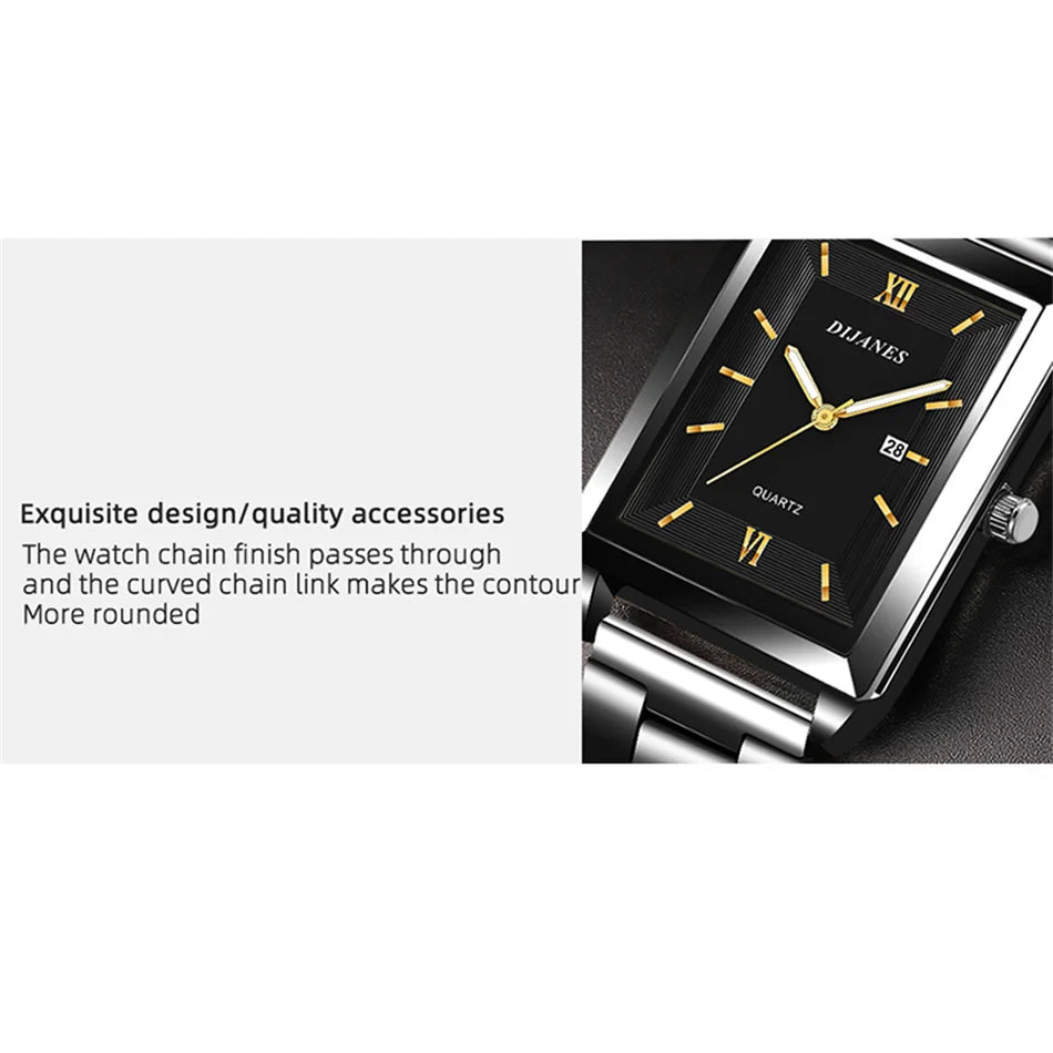 Luxury Square Gold Quartz Couple Watches