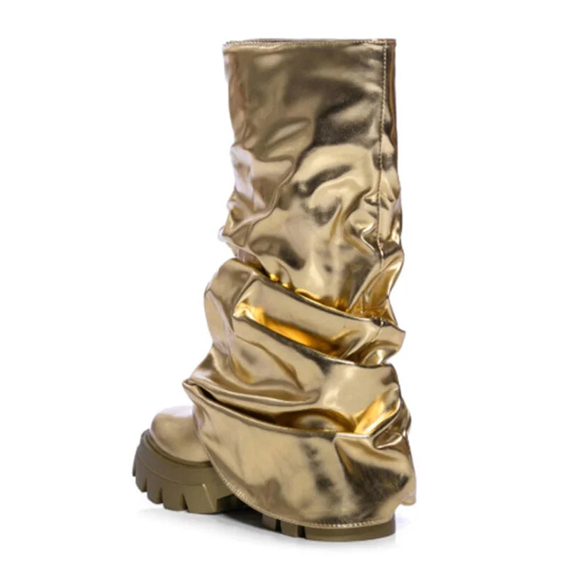 Women Mid Calf Boots Plush Lined Winter Shoes