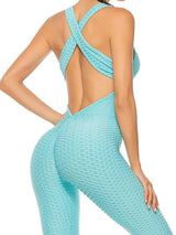 FlexFemme™ – Backless Halter Fitness Jumpsuit (Breathable, Sculpting & Supportive)