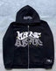 Unisex Retro Letter Zip Hoodie