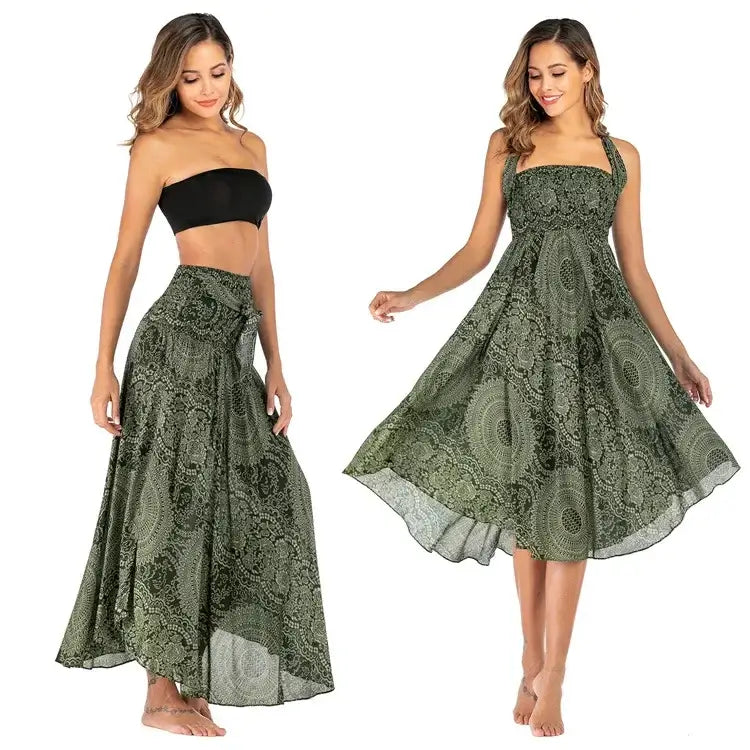 Women Vintage Plaid Button Midi Skirt