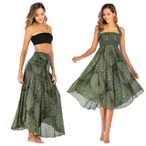Women Vintage Plaid Button Midi Skirt