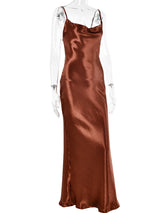 Midnight Satin Lace-Up Gown