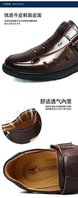 Men’s Summer Hollow Non-Slip Leather Sandals