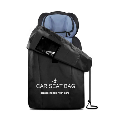 Premium car child safety seat bag with zipper closure and handle, designed for travel protection and easy transport.