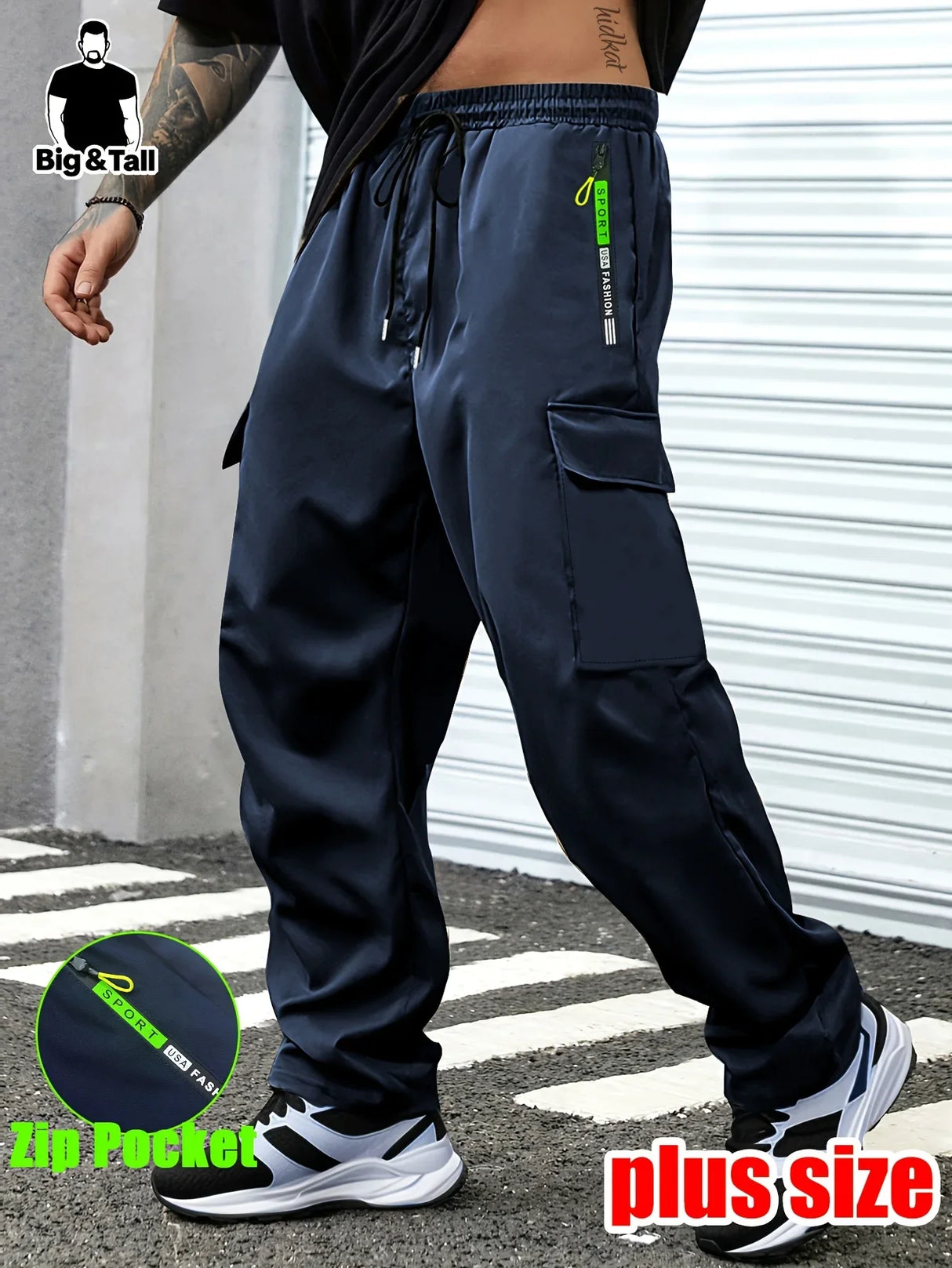Men's Plus Size Cargo Pants – Multi Pocket