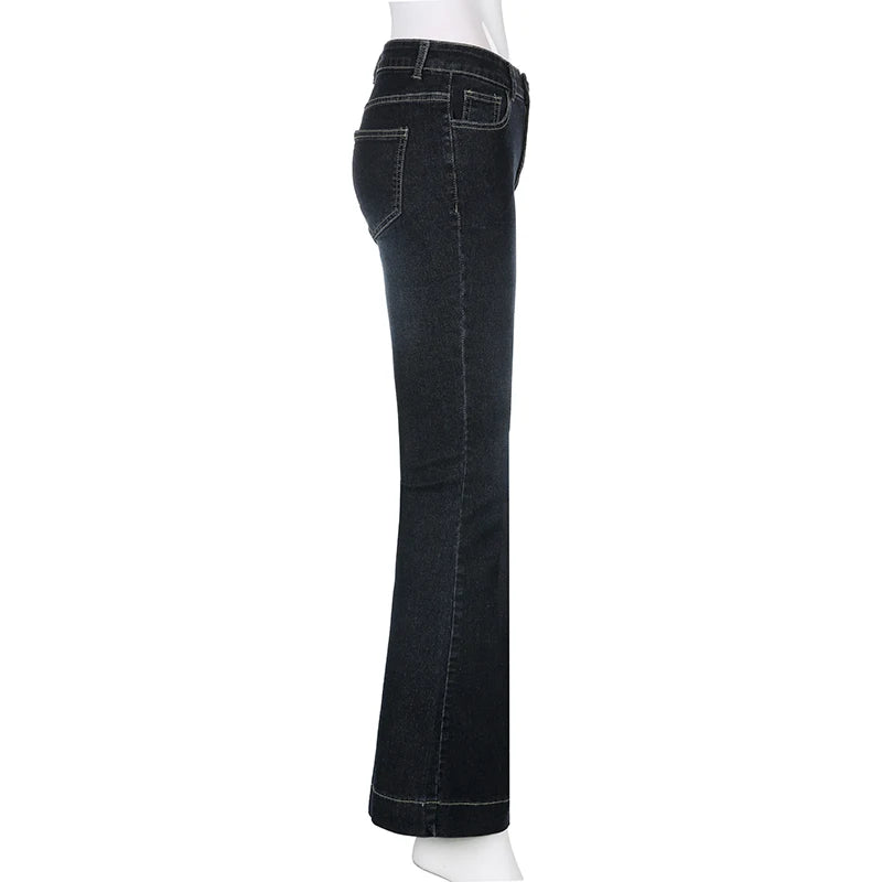 FlareRush™ – 90s Low Waist Cargo Pants (Vintage Y2K, Korean Flare)