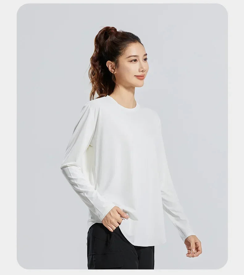 Women Loose Fit Yoga Cover Up Shirt