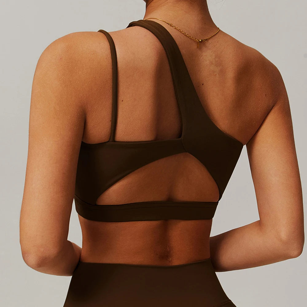 Women Oblique Shoulder Sports Bra