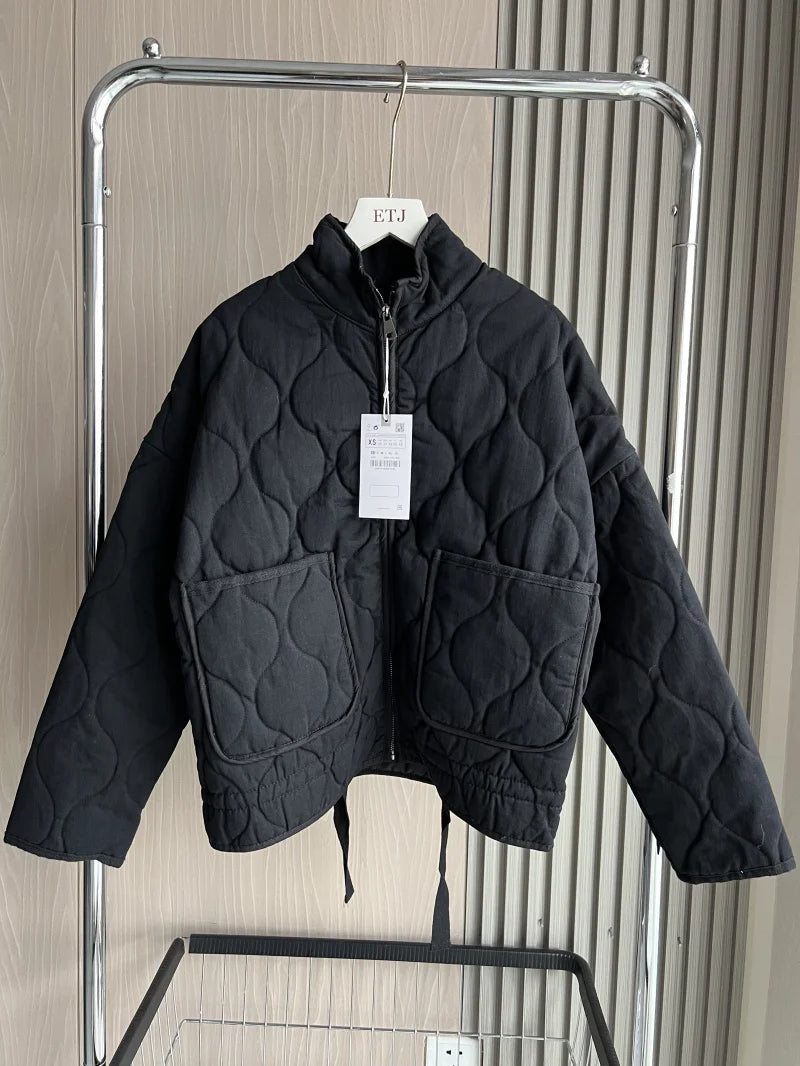 Vintage Quilted High Collar Women's Jacket
