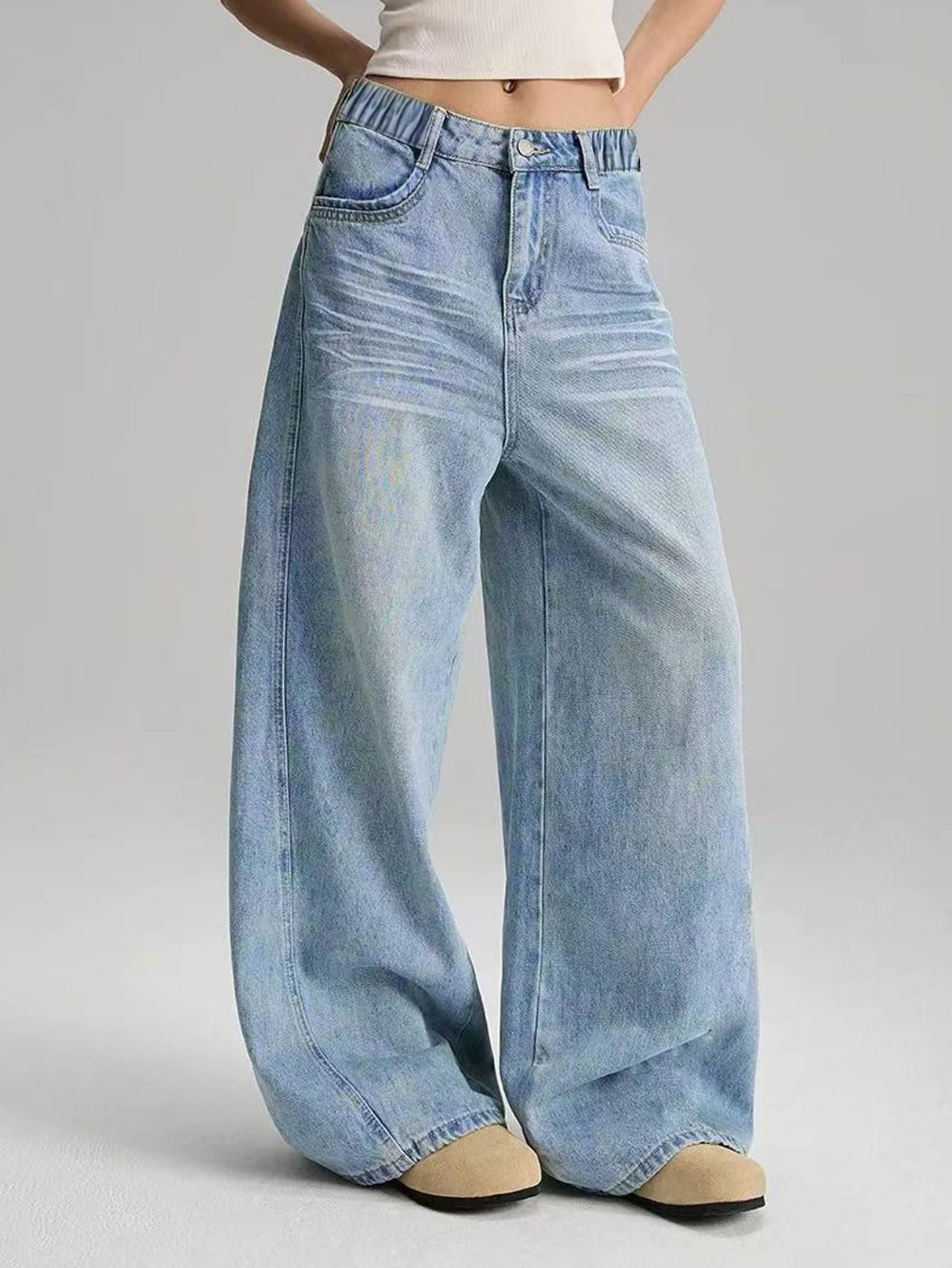 Women Vintage Baggy Straight Jeans