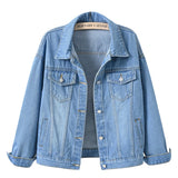 Women’s Pure Color Lapel Denim Jacket