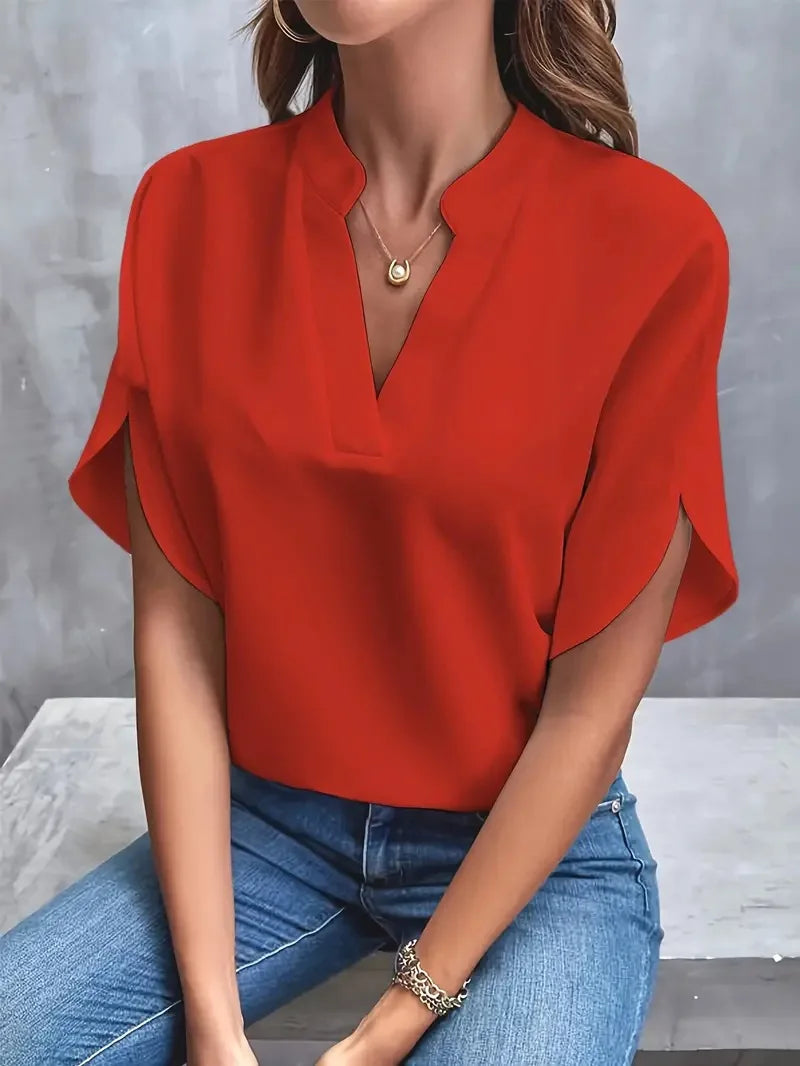 Sophia V-Neck Office Blouse