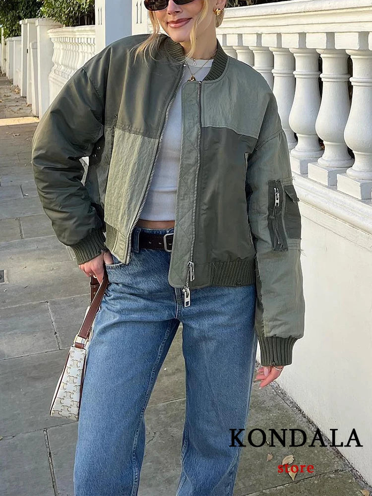 Oversized Army Green Bomber Jacket