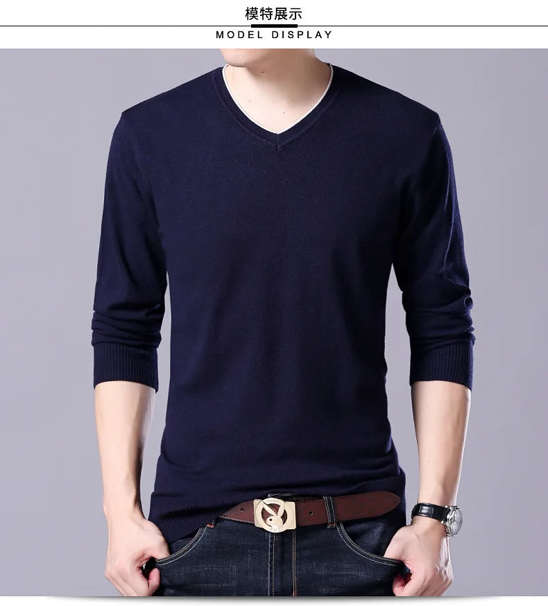 سترة رجالية محبوكة برقبة على شكل حرف V بمقاسات كبيرة