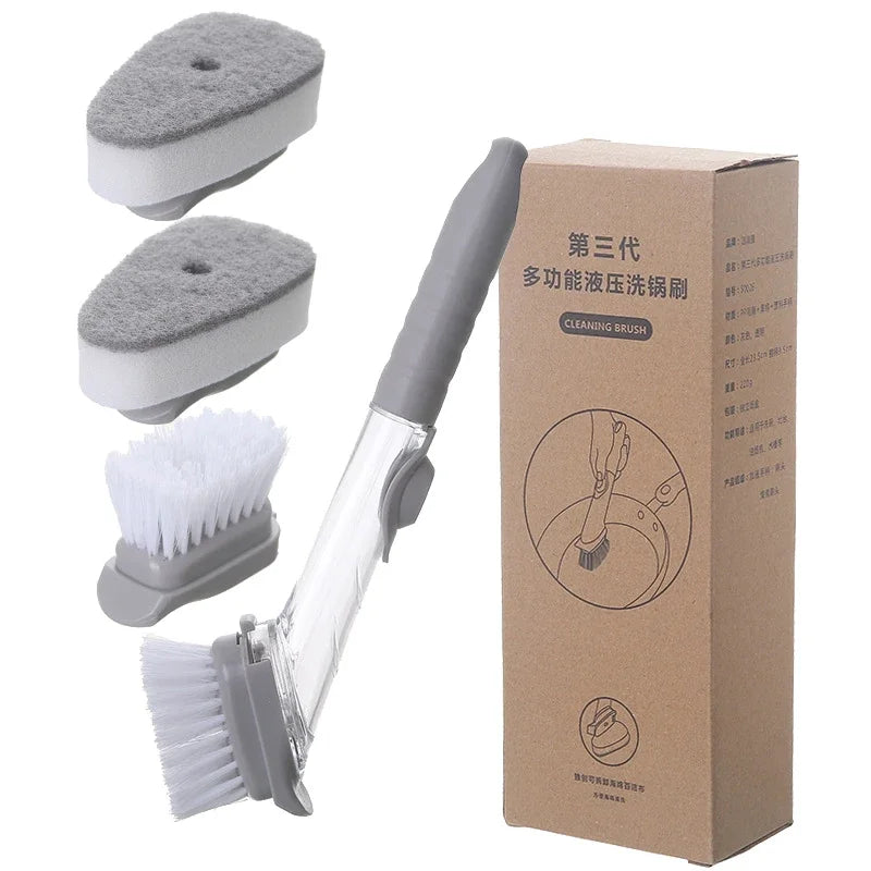 2-in-1 Kitchen Cleaning Brush with Sponge Dispenser